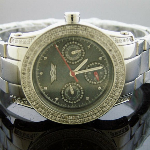Ladies Swiss Master 164 Diamonds stainless steel Round Case black face M-O-P main image 4